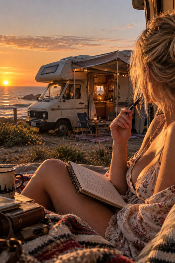 Couverture de Journal intime d'une petite blonde - épisode 1 : le départ en camping-car, par Jade Rose